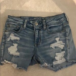 Light washed high waisted denim shorts